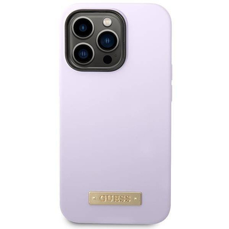 Guess GUHMP14LSBPLU iPhone 14 Pro 6.1" purple/purple hard case Silicone Logo Plate MagSafe