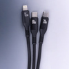 Forever kabel 3w1 USB-C - Lightning + 2x USB-C 1,2 m 60W czarny
