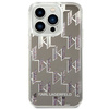 Original Handyhülle IPHONE 14 PRO MAX Karl Lagerfeld Hardcase Liquid Glitter Monogram (KLHCP14XLMNMS) silber