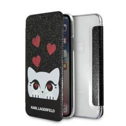 Original Handyhülle IPHONE X / XS Karl Lagerfeld Book Valentine (KLFLBKPXVDCBK) schwarz