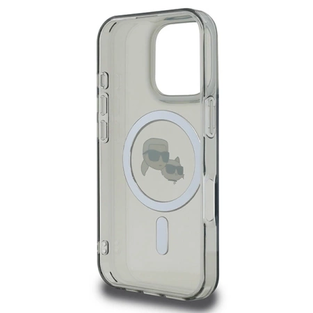 Karl Lagerfeld IML Metal Karl&amp;Choupette Head MagSafe Case for iPhone 16 Pro - Black