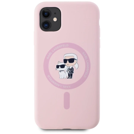 Karl Lagerfeld Silicone Karl&amp;Choupette MagSafe iPhone 11 Case - Pink