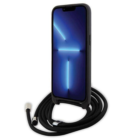 Karl Lagerfeld Crossbody Saffiano Metal Pin Karl & Choupette Hülle für iPhone 15 Pro Max – Schwarz