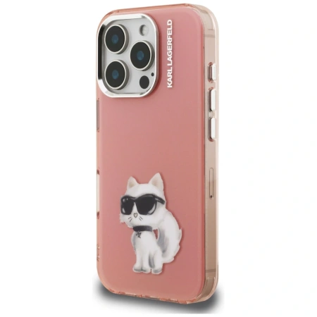Etui Karl Lagerfeld IML Aquarelle Choupette & Logo na iPhone 16 Pro Max - różowe