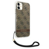 Guess 4G Print Cord - Etui ze smyczką iPhone 11 (Brown)