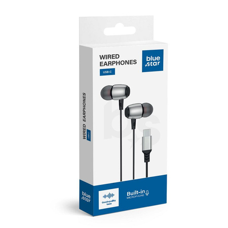 BLUE STAR słuchawki przewodowe Typ C (DAC) z mikrofonem M09C 1,2 m czarne