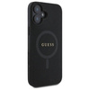 Original Handyhülle IPHONE 16 Guess Hardcase Saffiano Classic Logo MagSafe (GUHMP16SPSAHMCK) schwarz