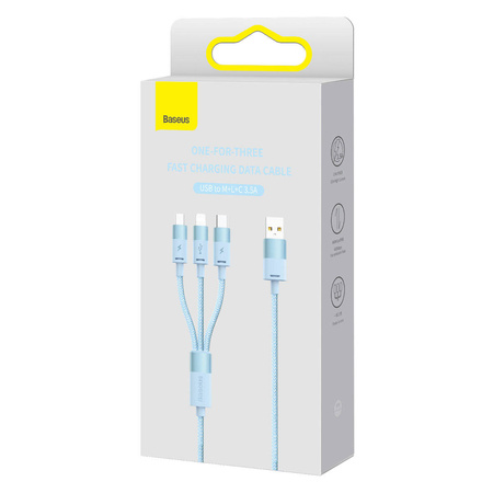 Baseus StarSpeed kabel 3w1 USB-A - Micro-USB / Lightning / USB-C 3.5A 1.2m niebieski