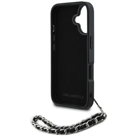 Etui Karl Lagerfeld Saffiano Crystals w/Chain na iPhone 16 - czarne