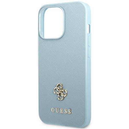 Original Case IPHONE 13 PRO MAX Guess Hardcase Saffiano 4G Small Metal Logo (GUHCP13XPS4MB) blue