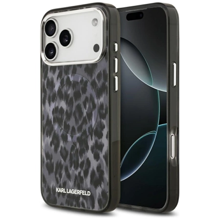 Etui Karl Lagerfeld IML Leopard Pattern MagSafe na iPhone 17 Pro Max - czarne