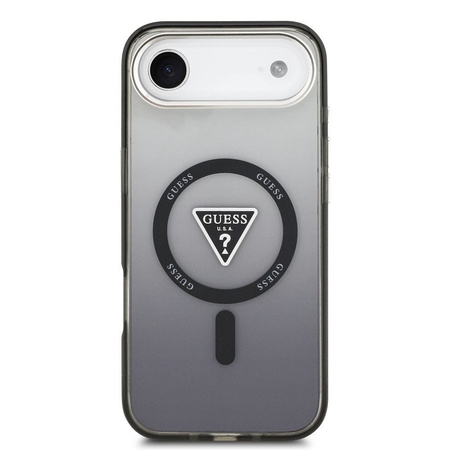 Guess Nakładka Magsafe IML Gradient Case With Print Triangle Logo & Silver Metal Camera Buttons Do iPhone 17 Air Czarna