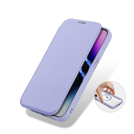 Etui iPhone 15 Pro Max magnetyczny pokrowiec MagSafe z klapką Dux Ducis Skin X Pro - fioletowe
