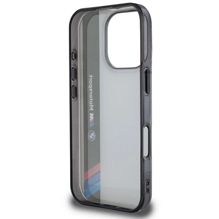 Etui BMW Motosport IML Vertical Stripe na iPhone 16 Pro - szare