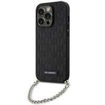 Karl Lagerfeld KLHCP14LSACKLHPK iPhone 14 Pro 6,1&quot; schwarz/schwarzes Hardcase mit Saffiano-Monogrammkette