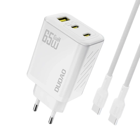 Ładowarka sieciowa Dudao A29C 65W GaN + kabel USB-C - biała