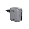 Ładowarka sieciowa do telefonu Forcell F-Energy GaN USB C + zwijany kabel USB C PD QC4.0 3A 45W VT-R5 szara