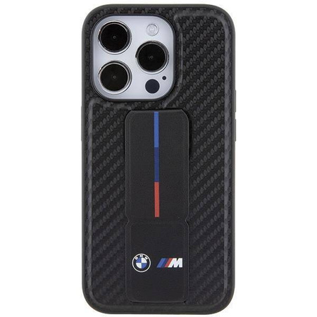 BMW Grip Stand Smooth & Carbon Hülle für iPhone 15 Pro – schwarz
