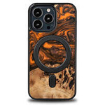 Holz- und Harzhülle für iPhone 13 Pro MagSafe Bewood Unique Orange – Orange und Schwarz