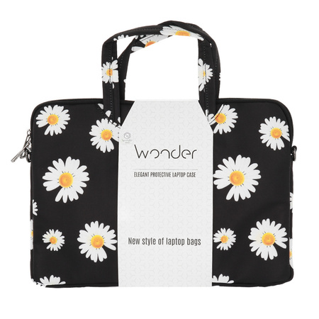 Wonder Briefcase Laptop 15-16 cali stokrotki czarne