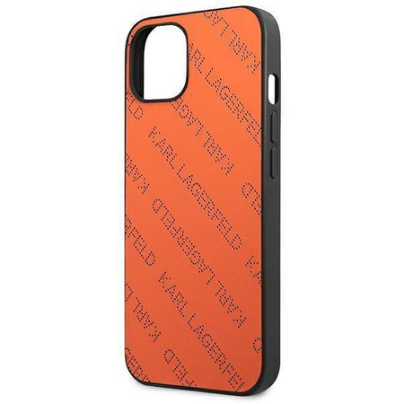 Oryginalne Etui IPHONE 13 MINI Karl Lagerfeld Hardcase Perforated Allover (KLHCP13SPTLO) pomarańczowe