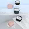 Hülle für AirPods 3 Silikon Softcase für Kopfhörer + Schlüsselanhänger Karabinerverschluss Anhänger schwarz (Hülle D)