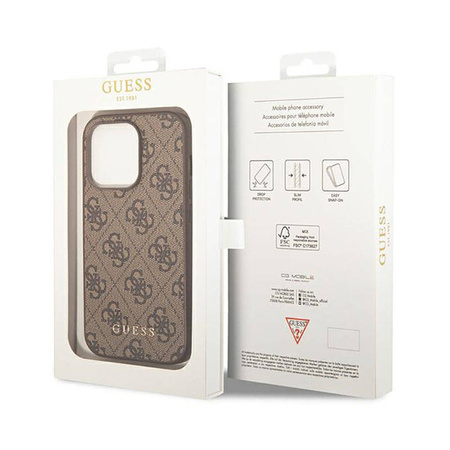 Guess 4G Metal Gold Logo – Etui iPhone 14 Pro Max (brązowy)