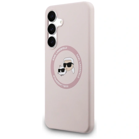 Karl Lagerfeld Silicone Karl & Choupette Heads MagSafe Case for Samsung Galaxy S25 FE - Pink
