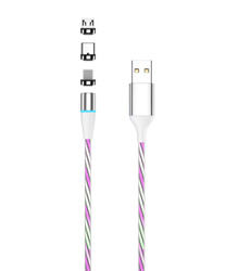 Setty kabel magnetyczny USB 1,0 m 2A LED niebieski
