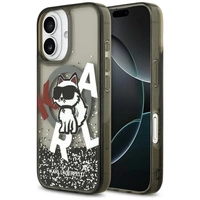 Etui Karl Lagerfeld Liquid Glitter Choupette Logo MagSafe na iPhone 17 - czarne