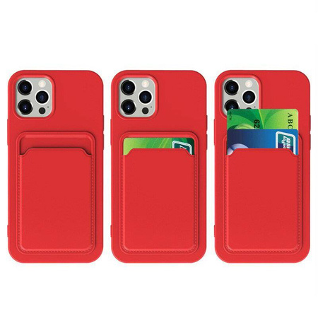 Card Case silicone wallet case with card holder documents for Samsung Galaxy A32 4G red