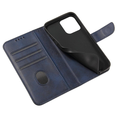 Etui portfel z klapką podstawką do iPhone 15 Pro Max Magnet Case - niebieskie