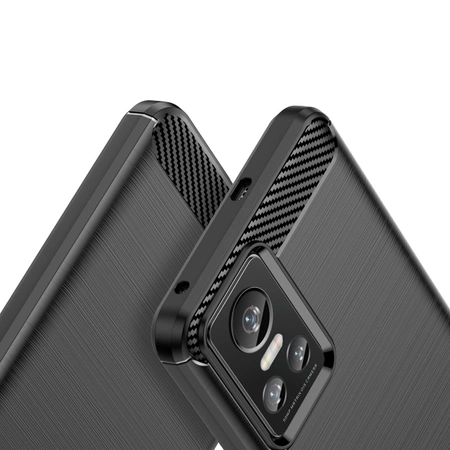 Carbon Case etui Realme GT Neo 3 elastyczny silikonowy karbonowy pokrowiec czarne