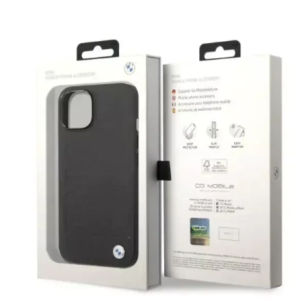 Original Case IPHONE 14 PLUS BMW Leather Stamp MagSafe (BMHMP14MSLLBK) black