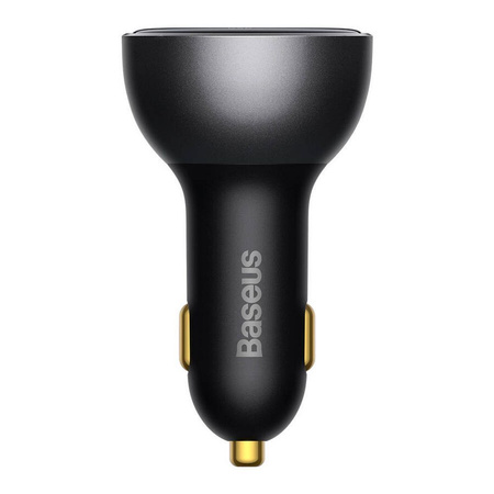 BASEUS ładowarka samochodowa Digital Display Dual USB + Typ-C 140W (z kablem Typ-C do Typ-C 240W 1m Czarny)