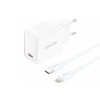 FONENG ładowarka sieciowa EU55 GaN PD 20W 1xUSB-C + kabel USB-C - Lightning Biały