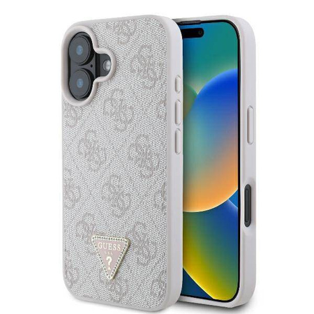 Guess GUHCP16SP4TDPP iPhone 16 6.1" różowy/pink hardcase Leather 4G Triangle Strass MagSafe