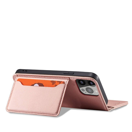 Magnet Card Case etui do iPhone 13 Pro Max pokrowiec portfel na karty kartę podstawka różowy