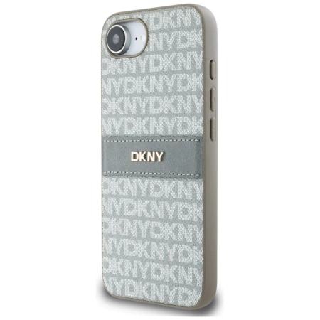 Etui DKNY Repeat Texture Pattern with Tonal Stripe na iPhone 16e - beżowe