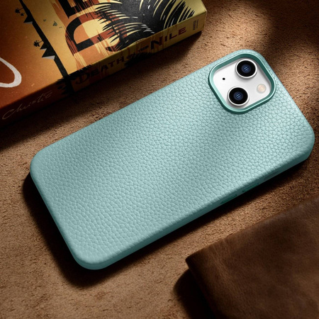 iCarer Case Leather genuine leather case for iPhone 14 grün (WMI14220709-GN) (MagSafe compatible)