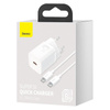 Baseus Super Si szybka ładowarka sieciowa Quick Charge 3.0 Power Delivery 25W 3A + Kabel USB Typ C - USB Typ C 3A 1m biały (TZCCSUP-L02)