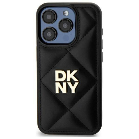 Original Handyhülle IPHONE 15 PRO DKNY Quilted Stack Logo (DKHCP15LPQDSLK) schwarz
