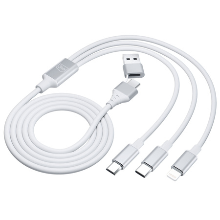 3MK KABEL HYPER 3w1 1,5m Biały USB-A/C do Micro/USB-C/Lightning