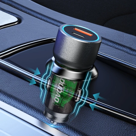 Dudao R4T 25W USB-A / USB-C Autoladegerät - Grau