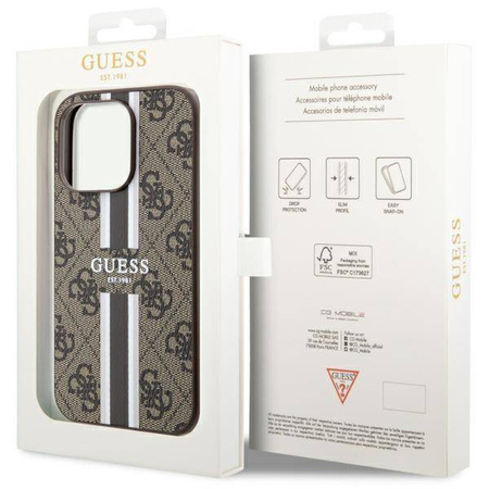 Guess GUHMP14XP4RPSW iPhone 14 Pro Max 6,7&quot; braun/braunes Hardcase 4G bedruckte Streifen MagSafe