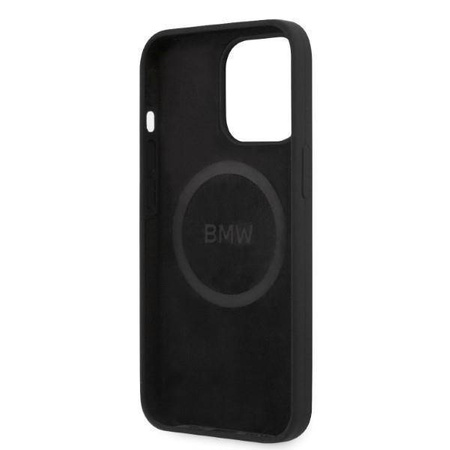 Oryginalne Etui IPHONE 13 PRO BMW Hardcase Silicone Signature Logo MagSafe (BMHMP13LSLBLBK) czarne