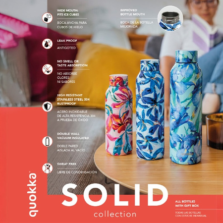 Quokka Solid - Butelka termiczna ze stali nierdzewnej 510 ml (Gray Bouquet)