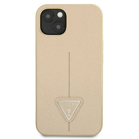 Oryginalne Etui IPHONE 13 MINI Guess Hardcase Saffianotriangle Logo (GUHCP13SPSATLE) beżowe