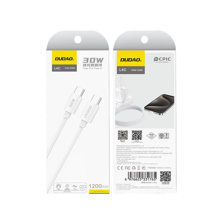 Dudao L4C USB-C / USB-C-Kabel 30W 2m - weiß