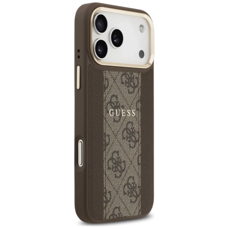 Etui Guess 4G Stripe MagSafe na iPhone 17 Pro Max - brązowe